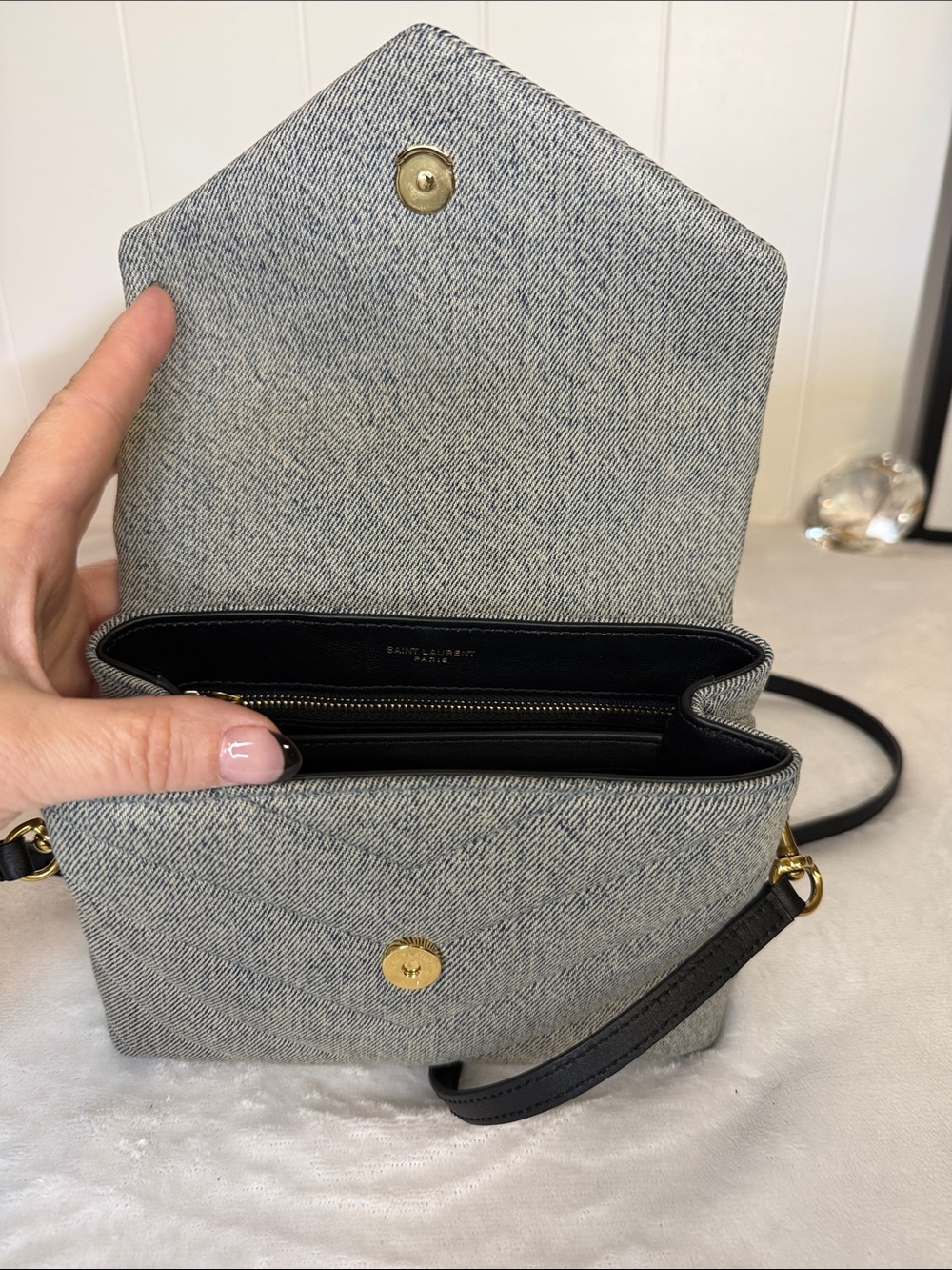 Saint Laurent Loulou Puffer Y Quilted Toy Blue Denim NWT Crossbody Italy COA - Picture 11 of 14